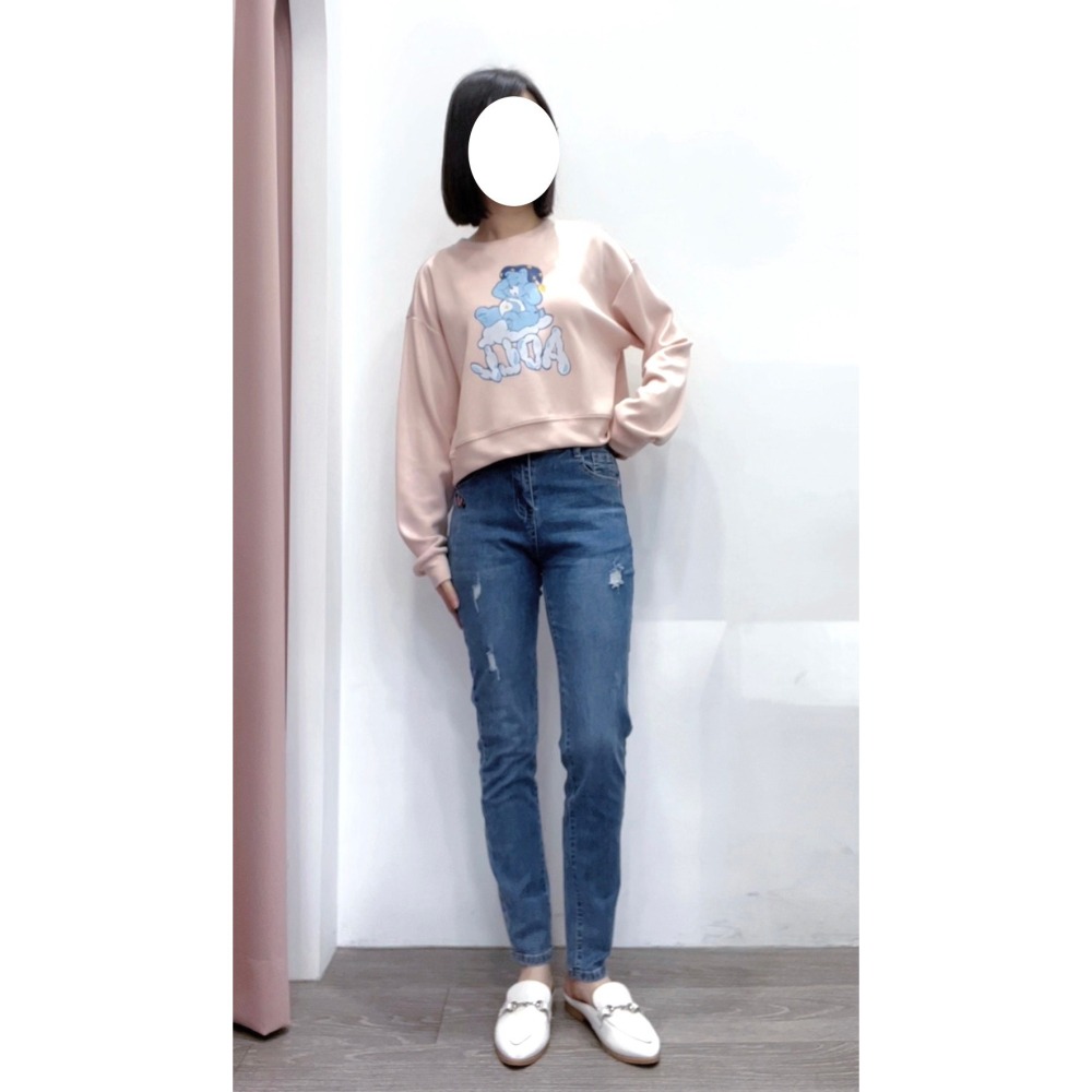 (A293)正韓-小熊圖案空氣棉短版上衣-3色 長袖上衣 長袖短版上衣-細節圖6