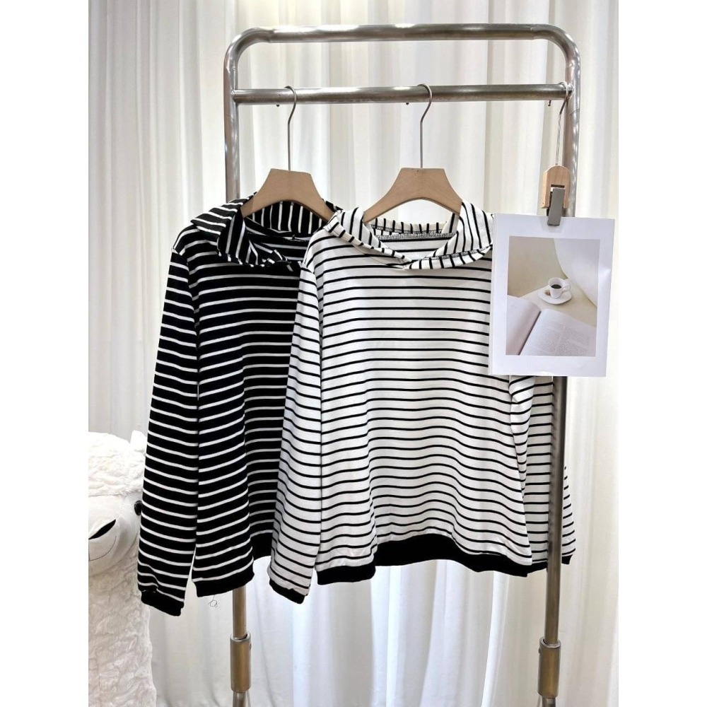 (A291)條紋連帽長袖上衣-2色 帽t 休閒上衣-細節圖5