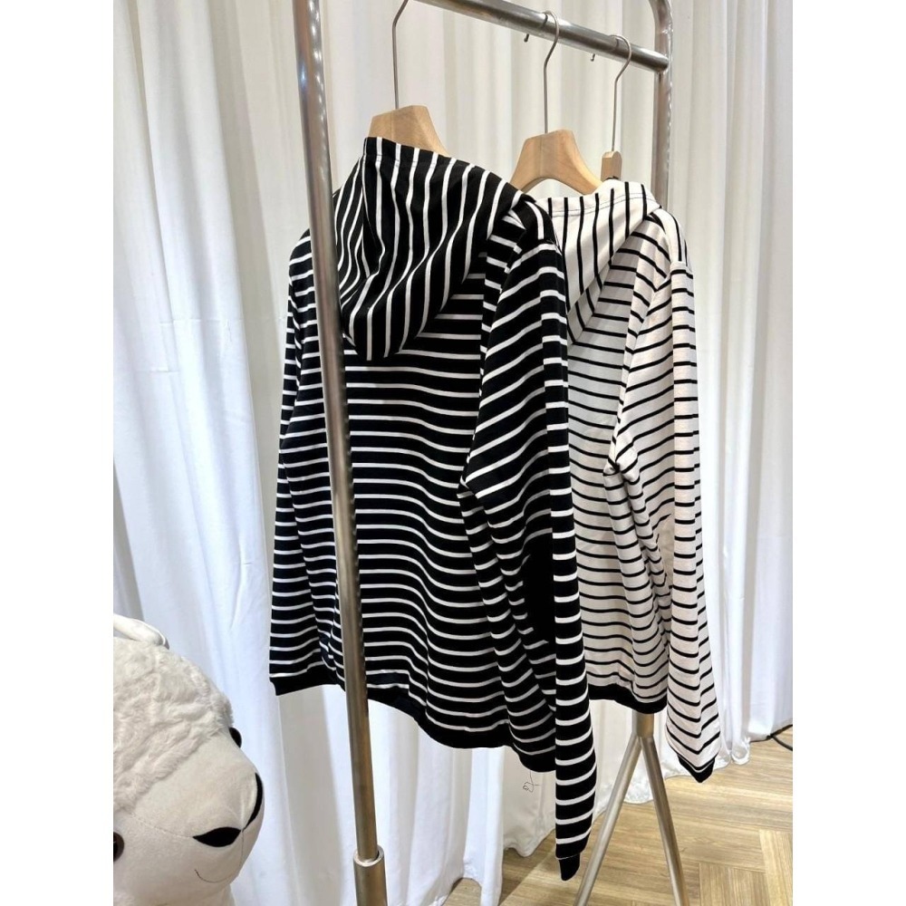 (A291)條紋連帽長袖上衣-2色 帽t 休閒上衣-細節圖6