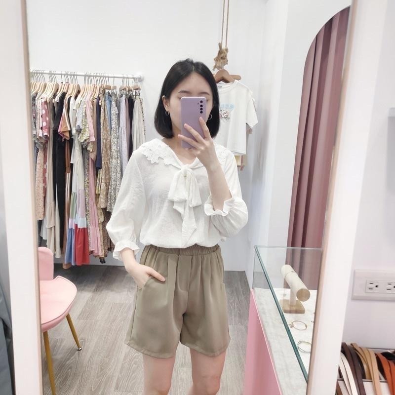 (D143)鬆緊滑面四分短褲-3色-細節圖5