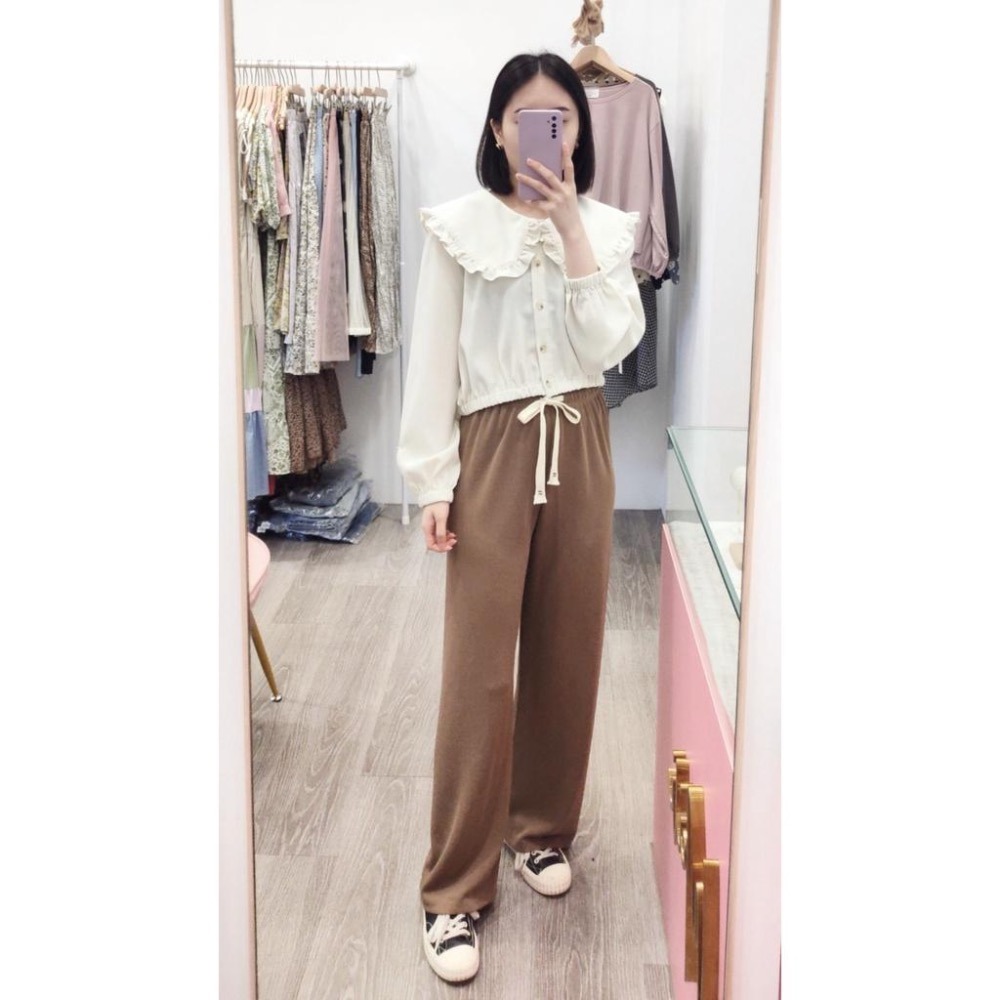 (D158)鬆緊綁帶針織寬褲-3色 秋冬寬褲 休閒寬褲-細節圖2