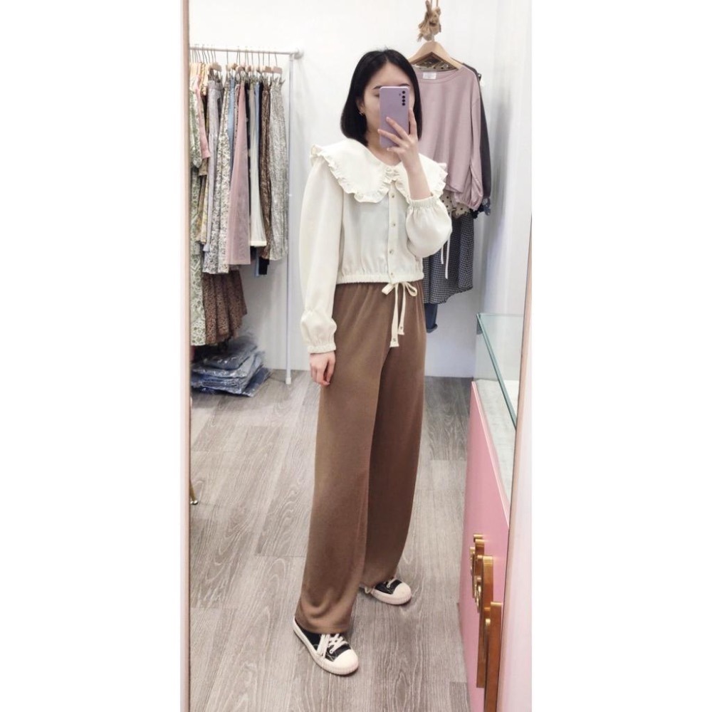 (D158)鬆緊綁帶針織寬褲-3色 秋冬寬褲 休閒寬褲-細節圖4