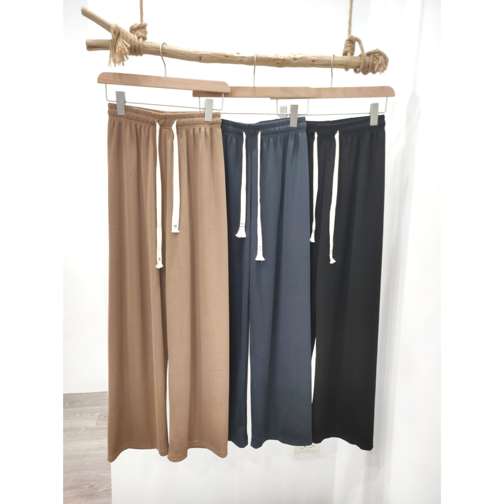 (D158)鬆緊綁帶針織寬褲-3色 秋冬寬褲 休閒寬褲-細節圖6