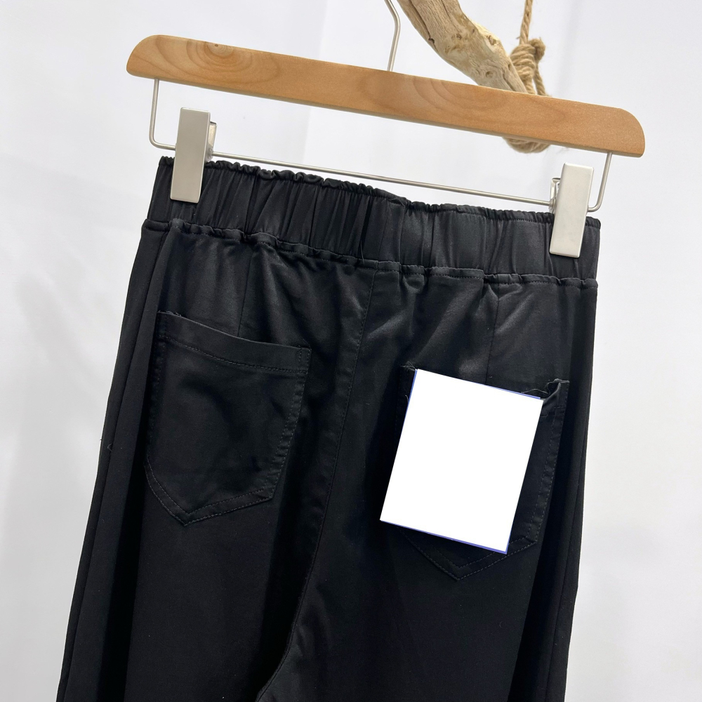 (D205)鬆緊挺版黑色落地寬褲S-2L 高腰 長褲-細節圖6