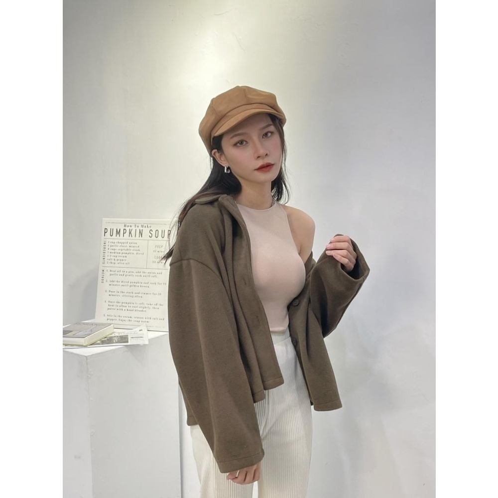 (G30)類貂毛質感排扣翻領外套-4色-細節圖5