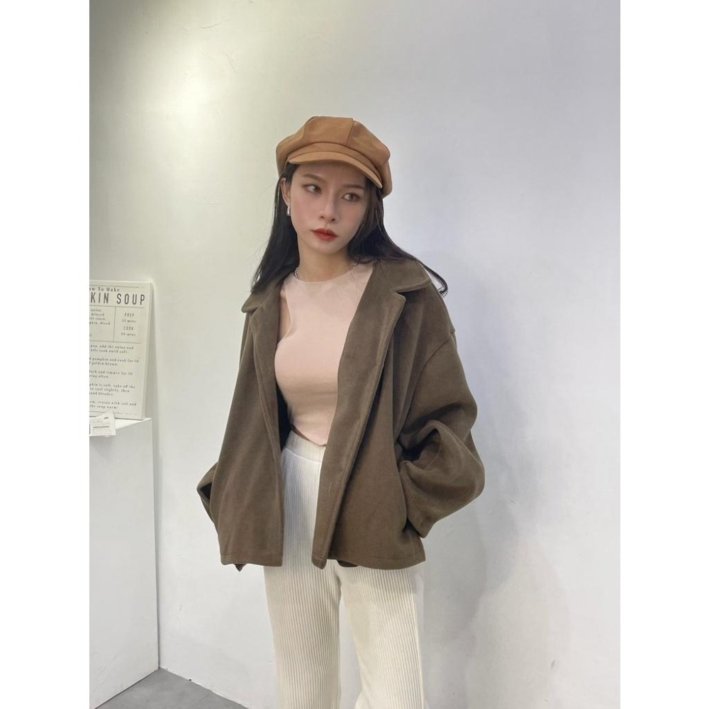 (G30)類貂毛質感排扣翻領外套-4色-細節圖6