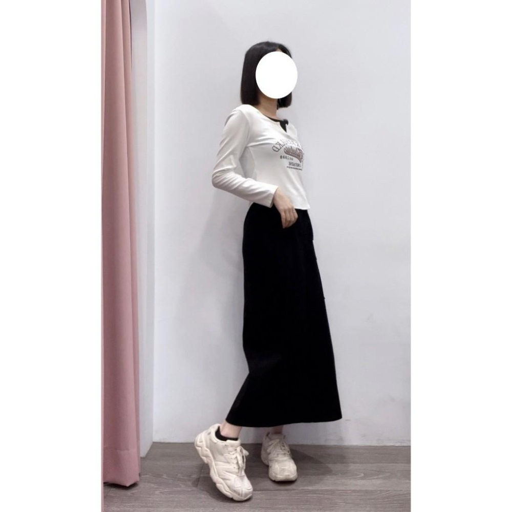 (E64)後鬆緊抽繩綁帶口袋工裝長裙S-L(版偏大)-細節圖3