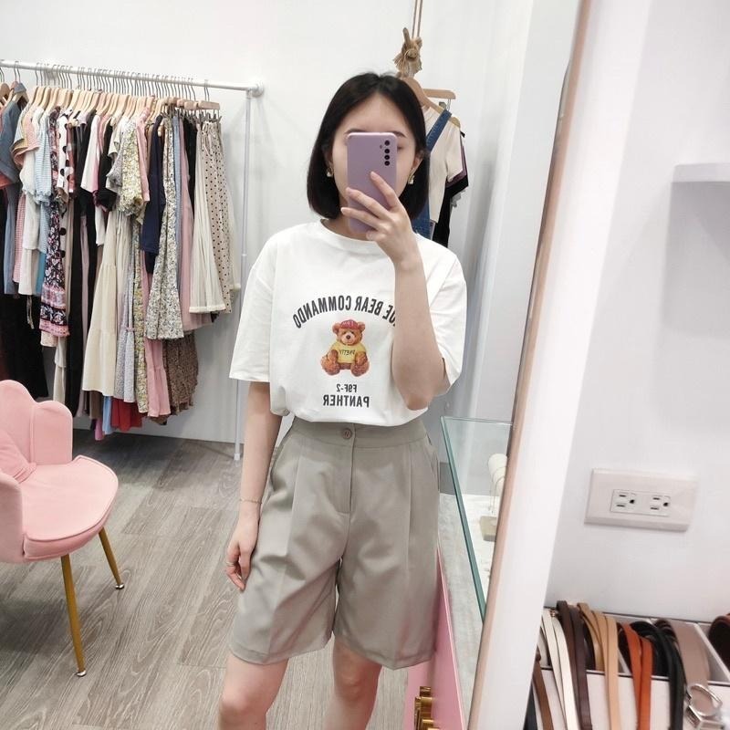 (A189)泰迪熊圖案短袖上衣-3色-細節圖5