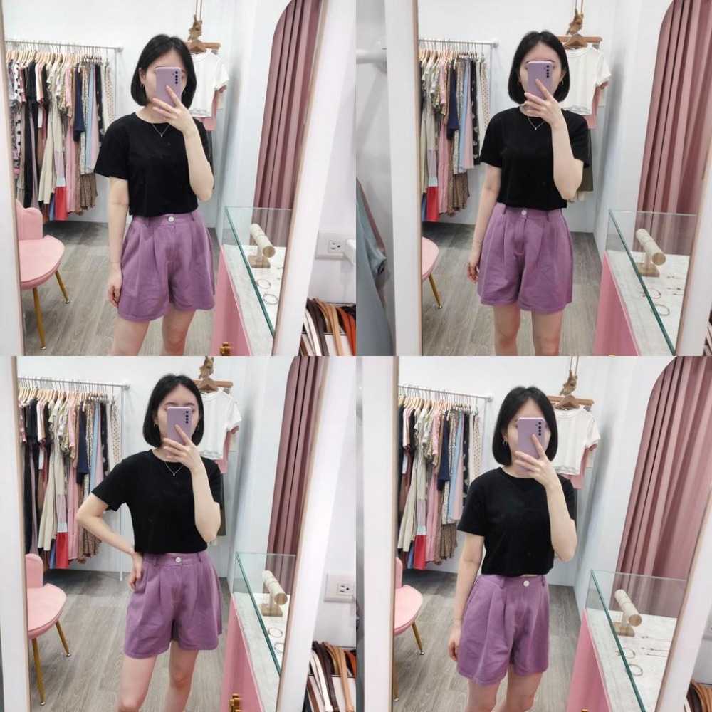 (D141)後鬆緊前打褶寬鬆短褲-5色 休閒短褲-細節圖2