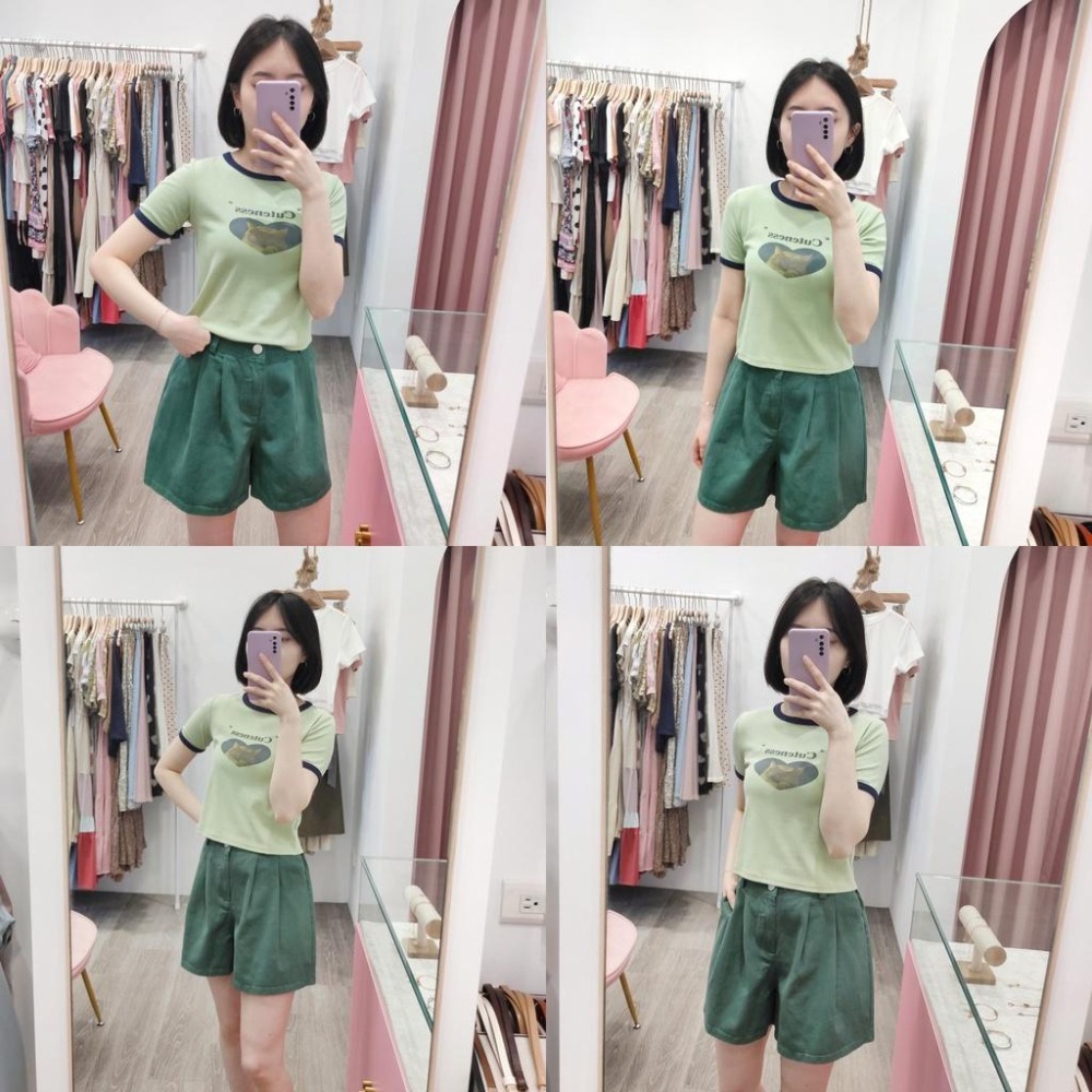 (D141)後鬆緊前打褶寬鬆短褲-5色 休閒短褲-細節圖3