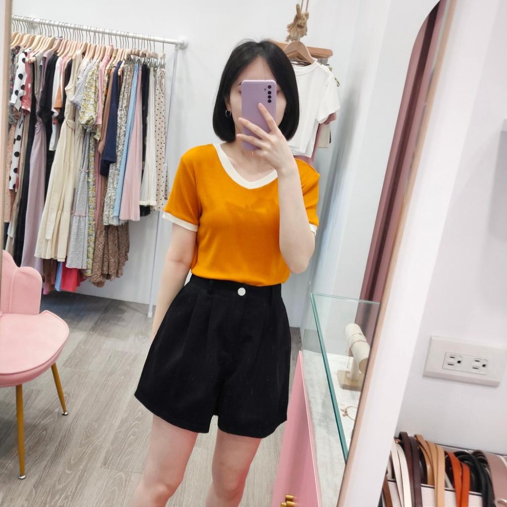 (D141)後鬆緊前打褶寬鬆短褲-5色 休閒短褲-細節圖9