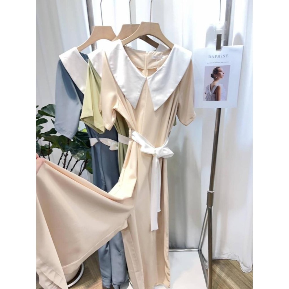 (F34)正韓-翻領撞色綁帶連身寬褲-3色-細節圖3