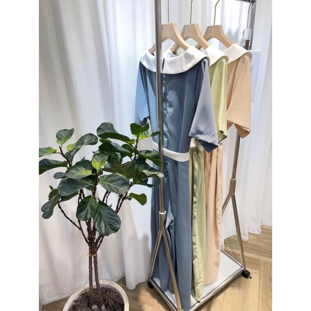 (F34)正韓-翻領撞色綁帶連身寬褲-3色-細節圖4