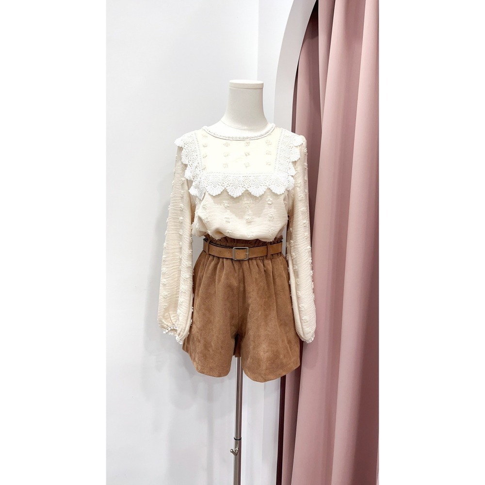 (A307)正韓 燒花拼接蕾絲長袖上衣-3色 韓國 氣質上衣 薄長袖-細節圖3