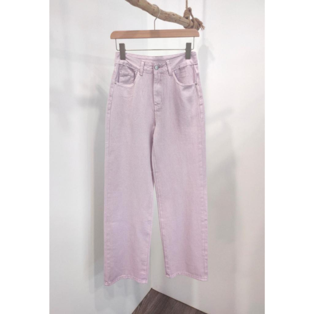 (D201)粉嫩紫/淺灰兩色 高腰直筒落地寬褲S-XL-細節圖5