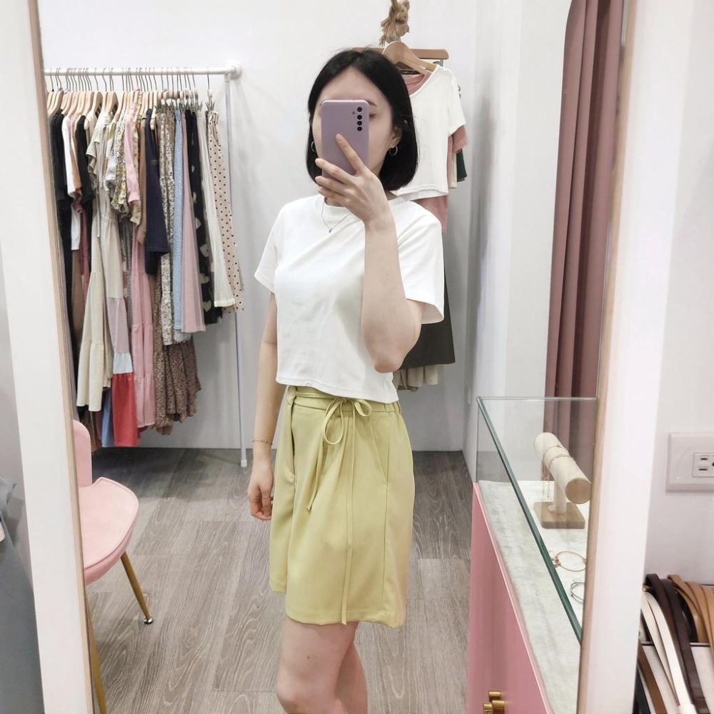 (D140)側綁帶雪紡西裝短褲-3色 韓系 後鬆緊 西裝褲-細節圖3