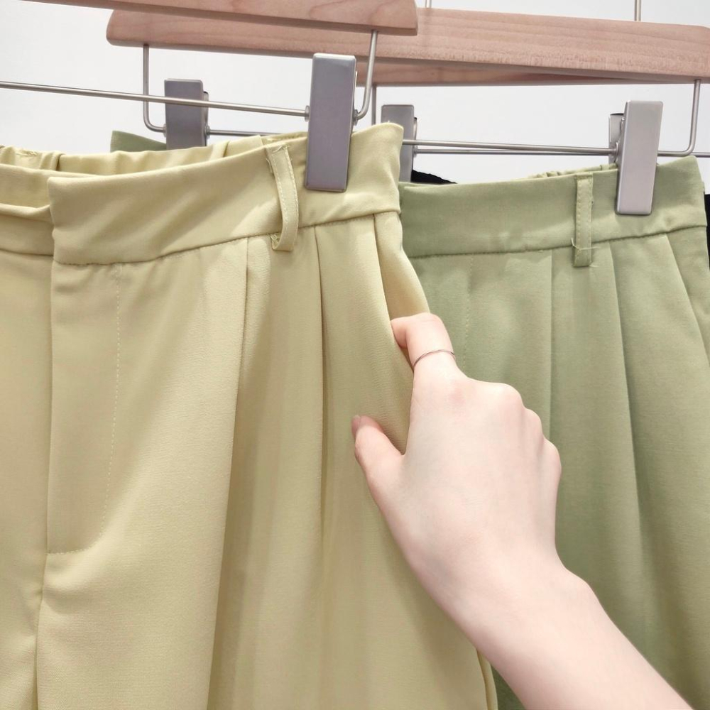 (D140)側綁帶雪紡西裝短褲-3色 韓系 後鬆緊 西裝褲-細節圖8