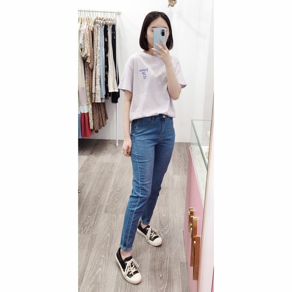 (D152)後鬆緊下擺抽鬚牛仔薄長褲S-2L 牛仔褲 牛仔長褲 窄管褲 彈性牛仔褲 女生長褲-細節圖4