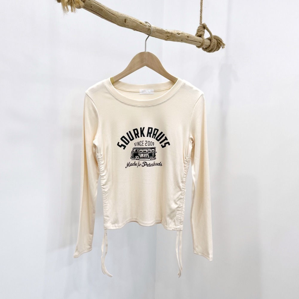 (A292)巴士圖案側抽繩短版上衣-6色 長袖上衣 長袖短版 tshirt t恤 長袖t恤-規格圖8