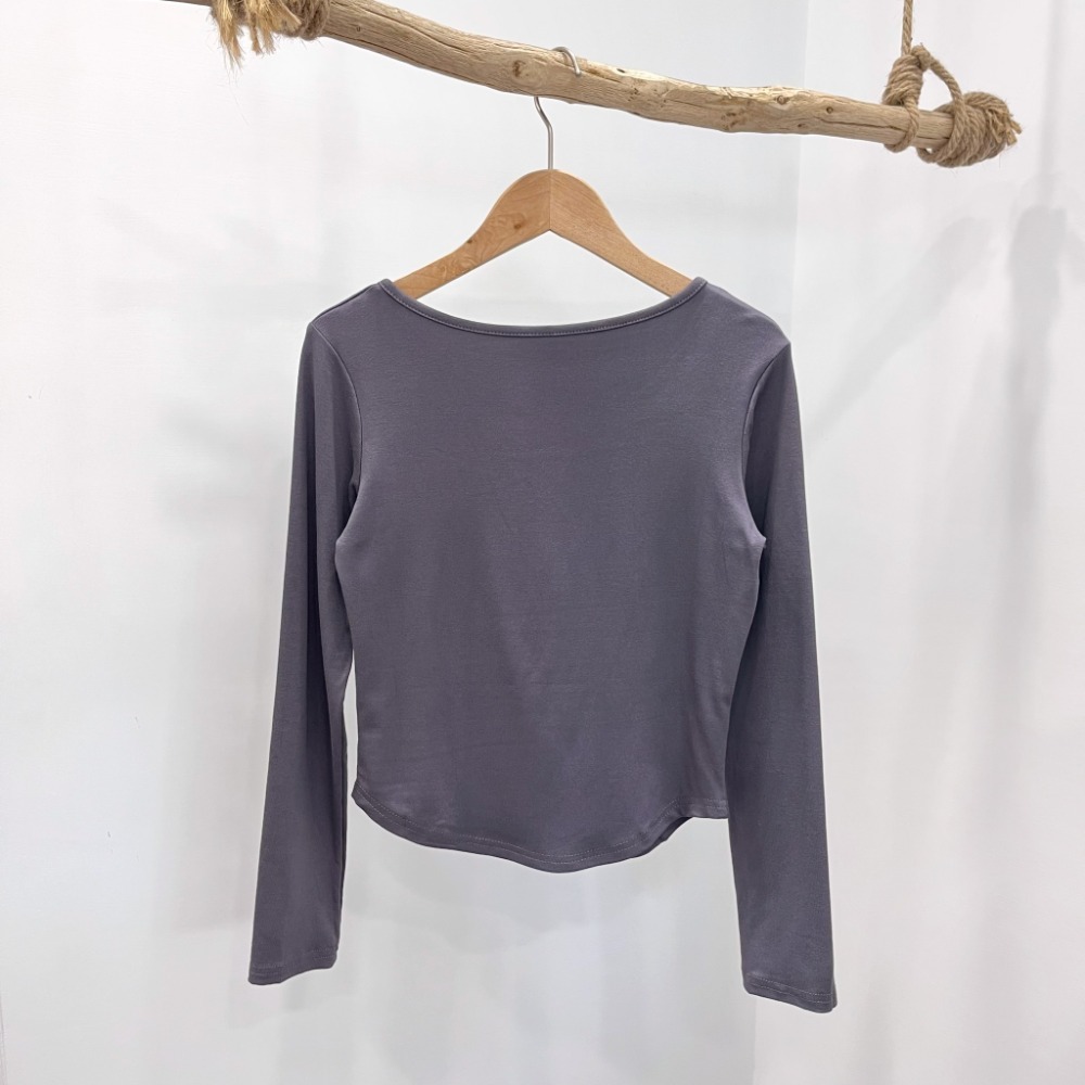 (A295)假兩件圓弧下擺上衣-5色 長袖上衣 長袖短版 短版上衣 tshirt t恤-規格圖6