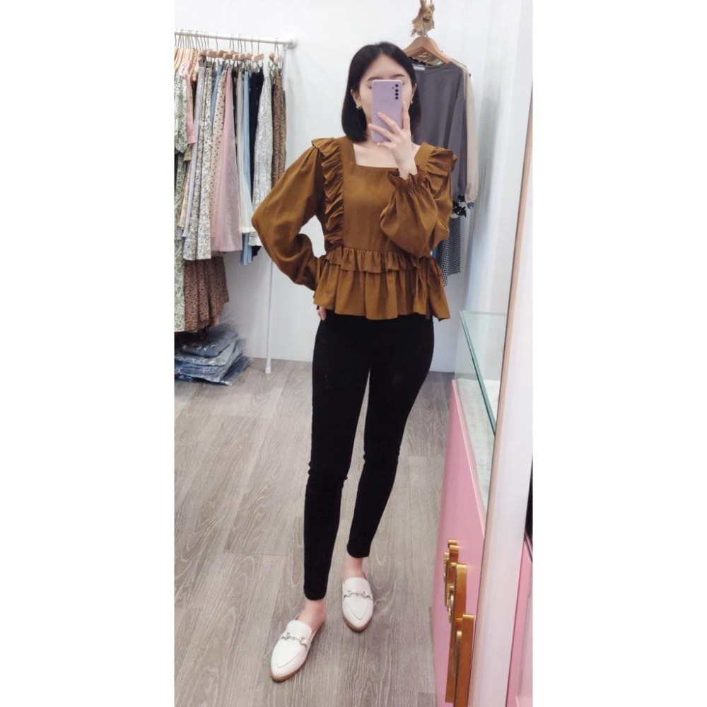 (D156)微刷破黑色牛仔窄管褲S-XL-細節圖3