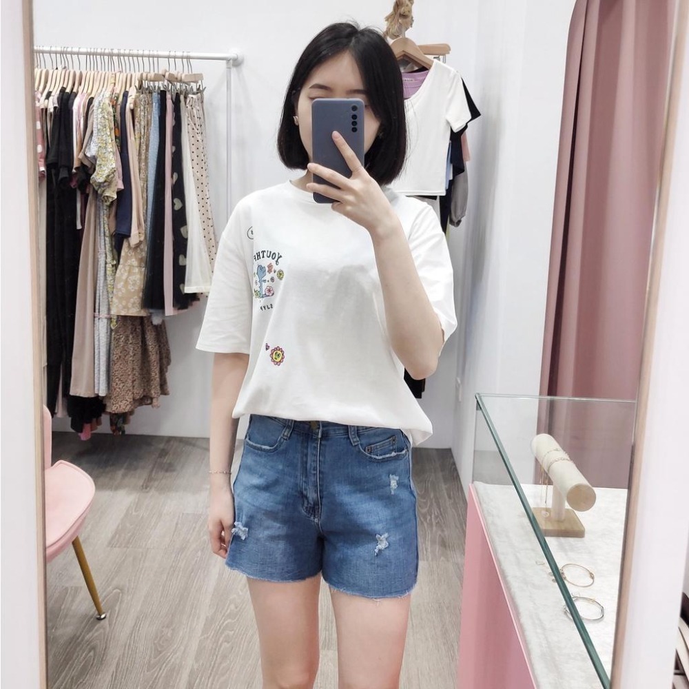 (D129)刷破抽鬚牛仔短褲S-XL-細節圖2