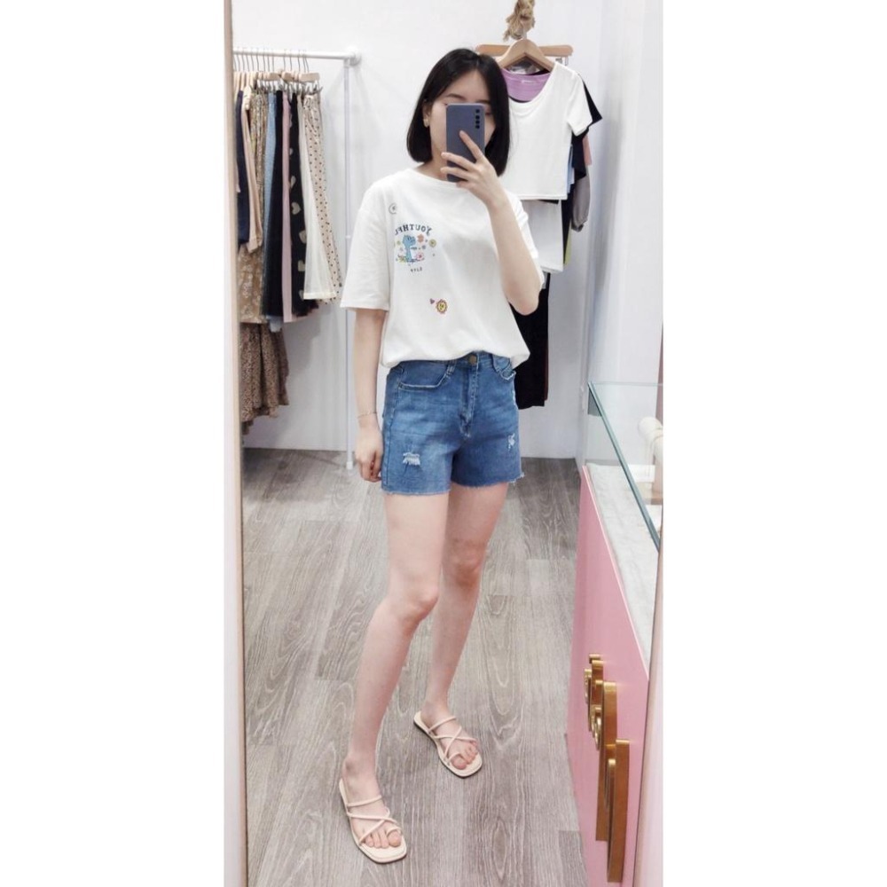 (D129)刷破抽鬚牛仔短褲S-XL-細節圖3