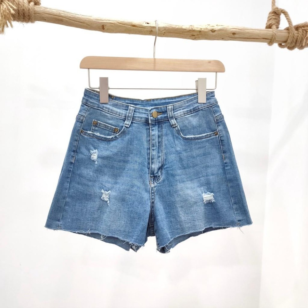 (D129)刷破抽鬚牛仔短褲S-XL-細節圖5