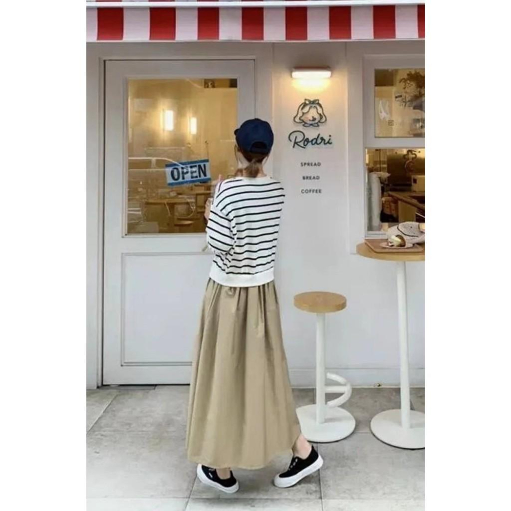 (C70)條紋拼接長袖洋裝-2色(有口袋) 連身裙 連衣裙 連身裙長裙 秋冬-細節圖3