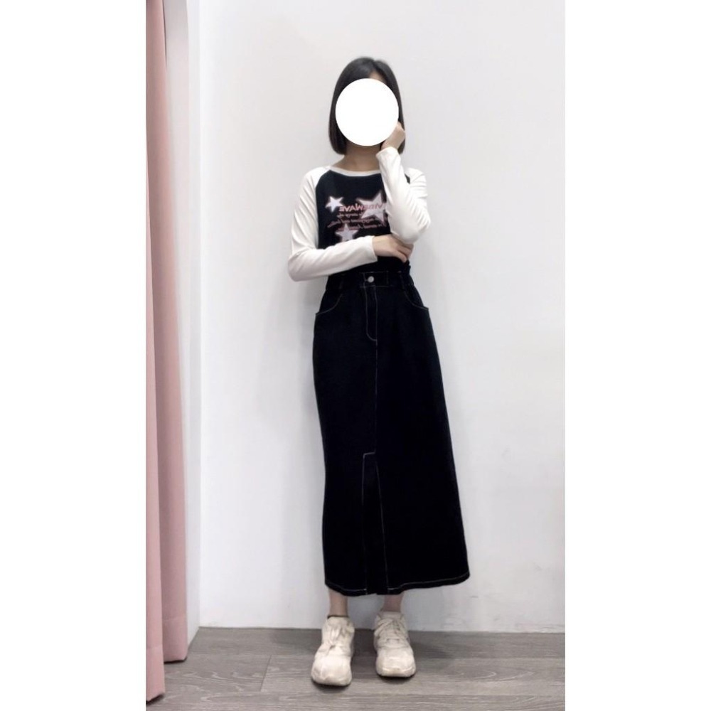 (E66)鬆緊花苞前開衩長裙-4色 休閒長裙 氣質長裙-細節圖3