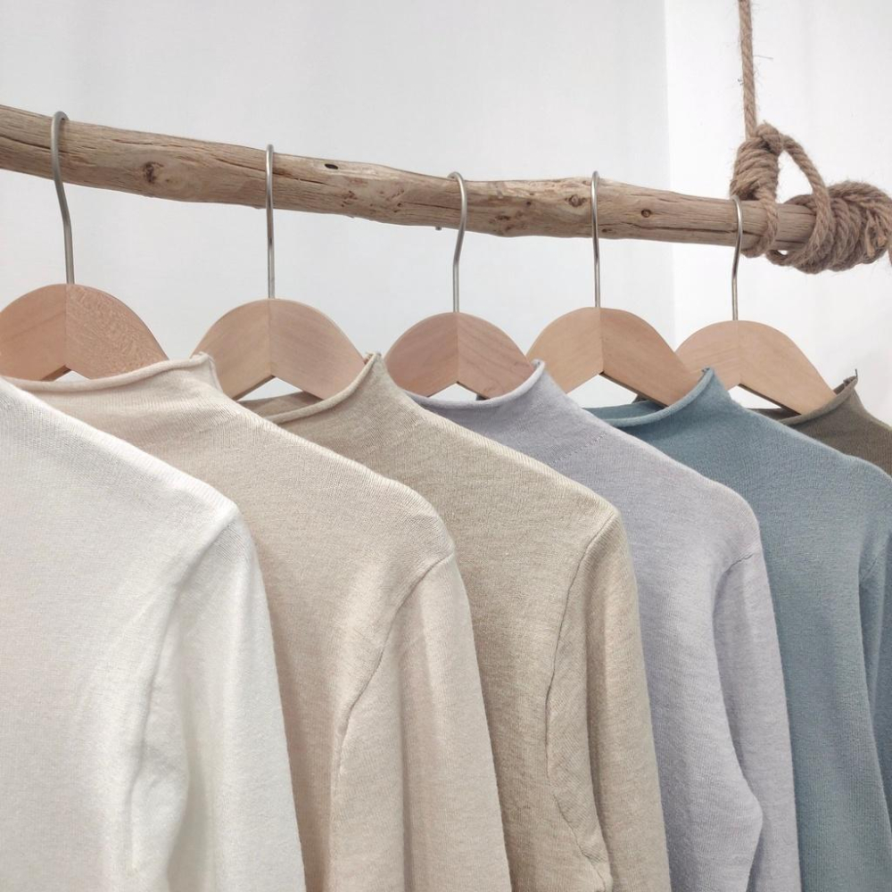 (A244)半高領捲邊針織上衣-6色 內搭 打底衣 包心紗 針織長袖-細節圖2