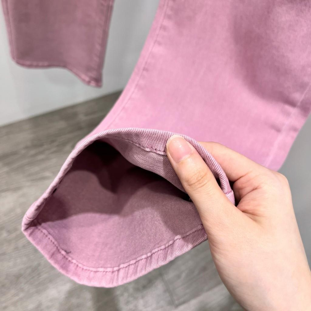 (D213)莓粉色高腰彈性直筒落地寬褲S-XL 長褲 牛仔褲-細節圖5