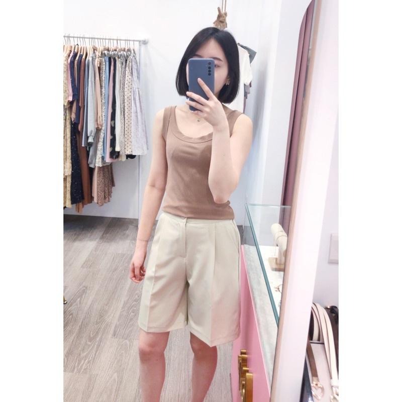 (D120)前打褶後鬆緊五分西裝褲-3色-細節圖3