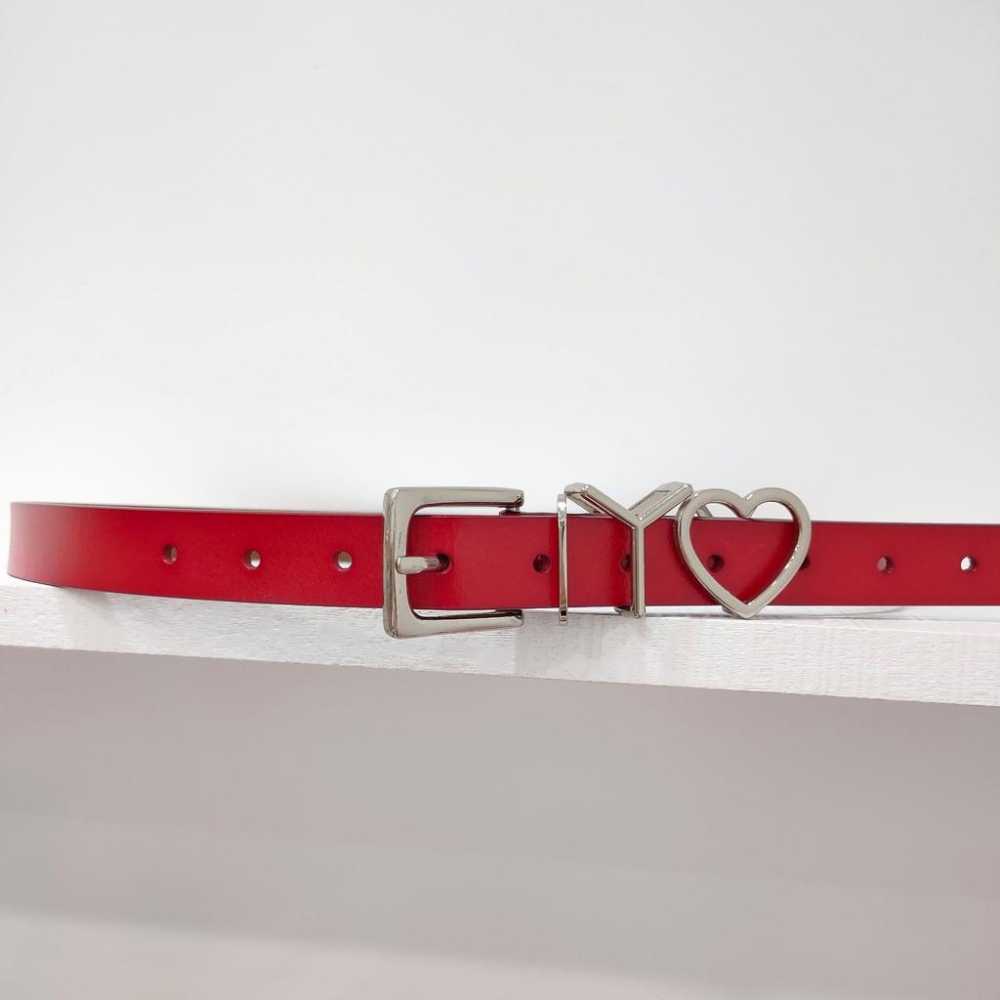 (P3)英字愛心造型真皮皮帶-4色-細節圖2