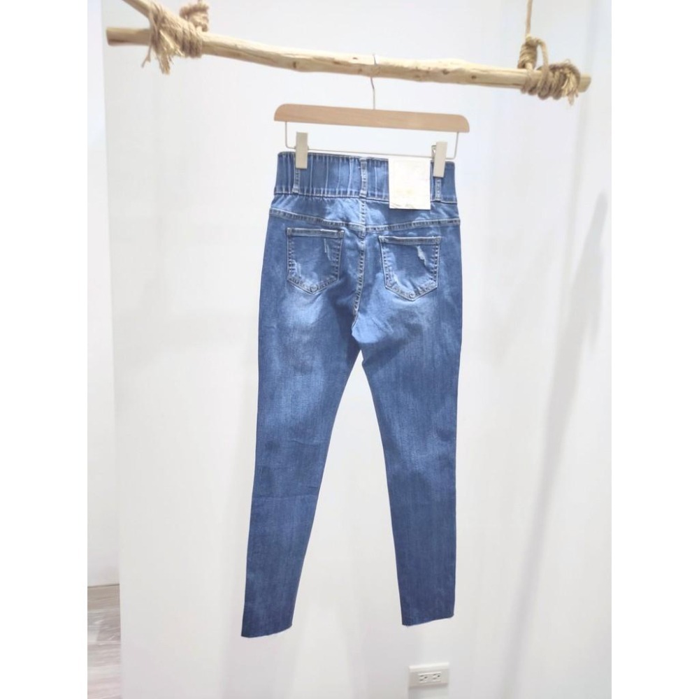 (D77)雙釦褲腳開岔牛仔刷破長褲S-2L-細節圖7