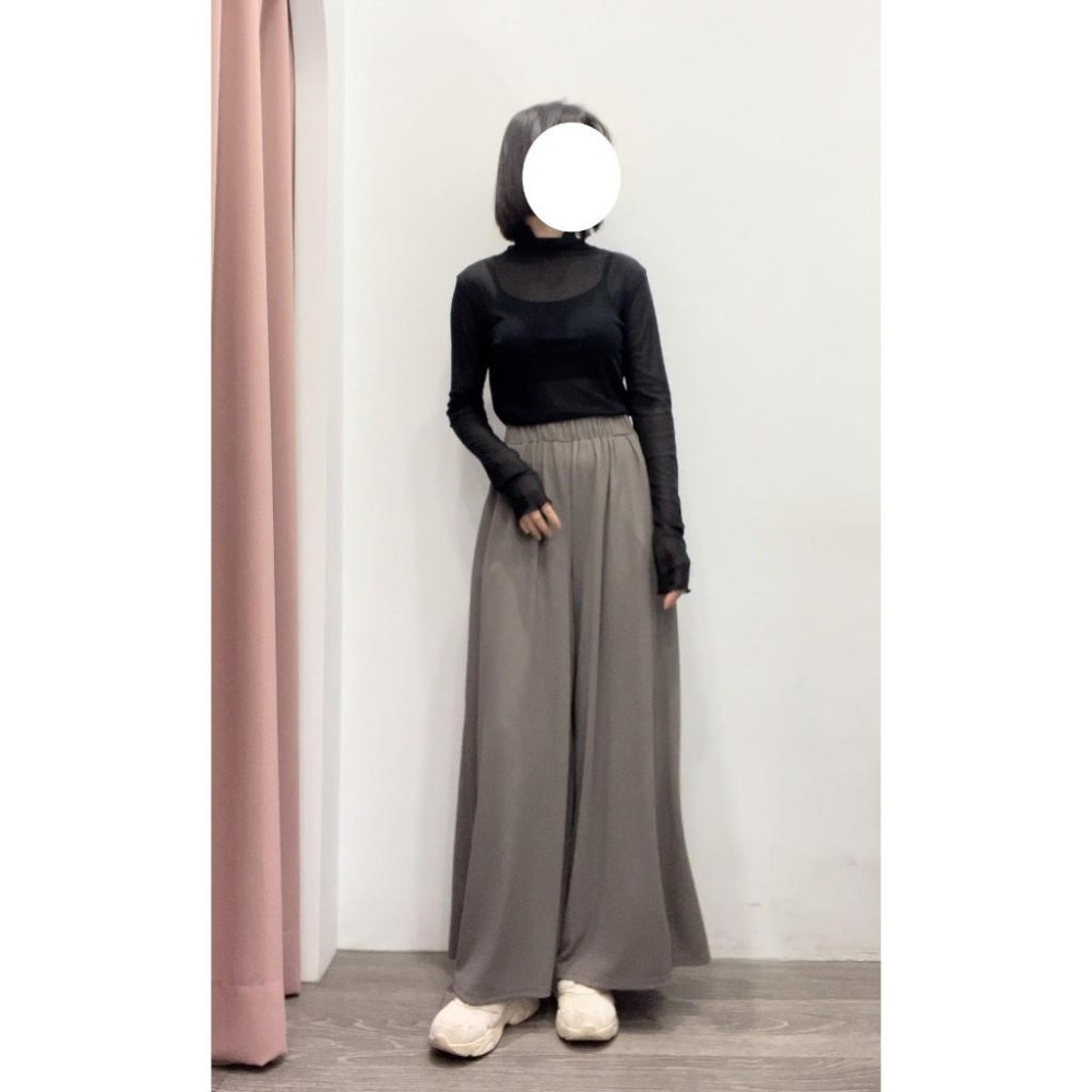 (A288)冰絲網紗半高領木耳邊透膚上衣-5色 打底衣 內搭 長袖上衣-細節圖5