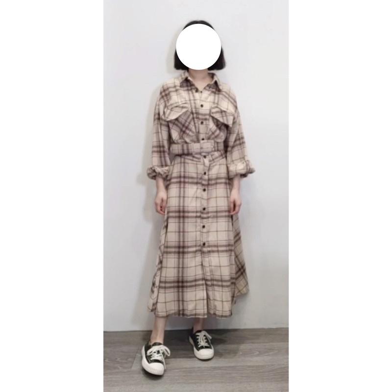 (C42)正韓-毛呢休閒連身洋裝-2色(附腰帶) 連衣裙 連身裙 長袖洋裝 連身裙秋冬 長裙洋裝 長袖連身裙-細節圖2