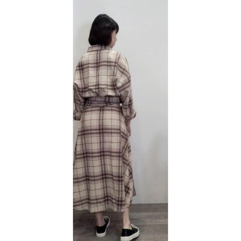 (C42)正韓-毛呢休閒連身洋裝-2色(附腰帶) 連衣裙 連身裙 長袖洋裝 連身裙秋冬 長裙洋裝 長袖連身裙-細節圖3