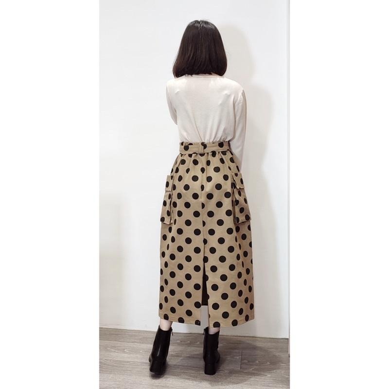 (KRA4)韓-珍珠奶茶後鬆緊挺版後開衩長裙-2色-細節圖3