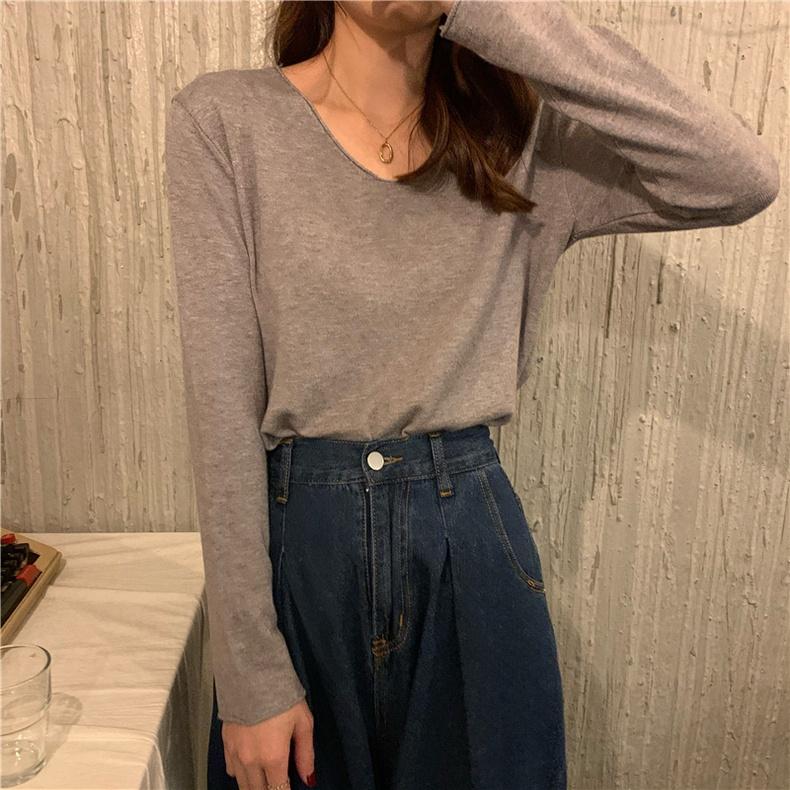 (A243)V領捲邊軟料針織上衣-5色 寬鬆 包心紗 長袖針織 V領針織-細節圖2