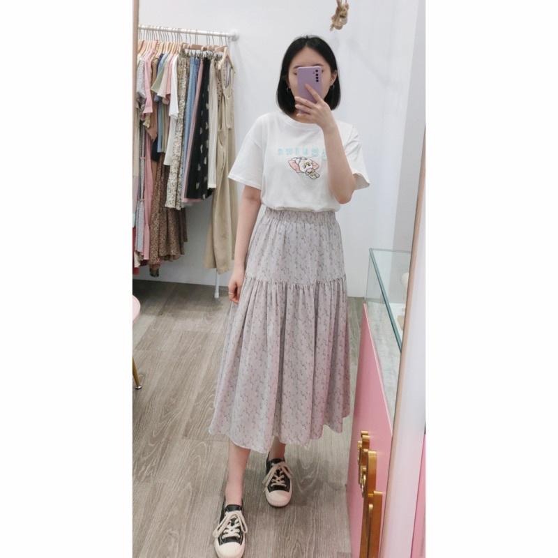 (E50)薰衣草碎花鬆緊長裙-細節圖2