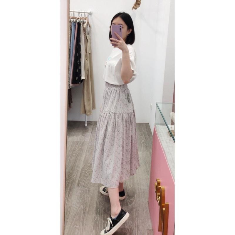 (E50)薰衣草碎花鬆緊長裙-細節圖4