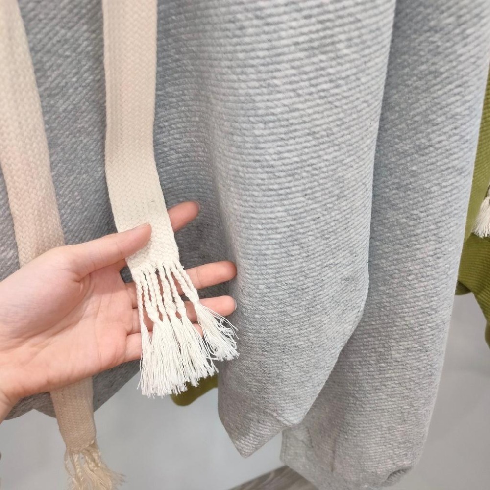 (A121) 厚磅斜紋感長袖帽t-2色 長袖上衣 連帽上衣 寬鬆上衣 寬鬆帽t-細節圖5