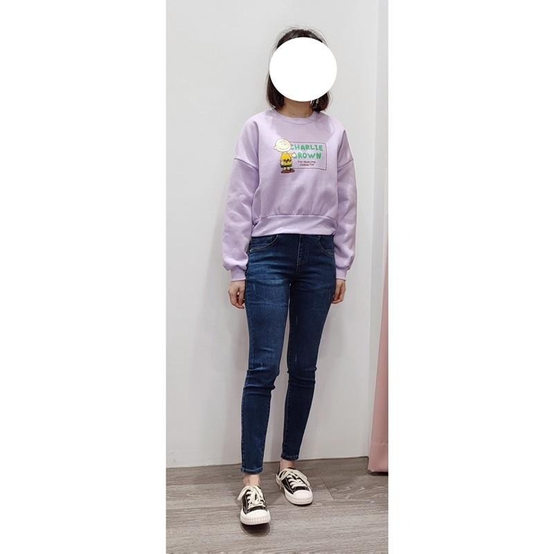 (D85)鬆緊腰圍微刷破牛仔窄管褲S-2L【現貨2L】-細節圖2