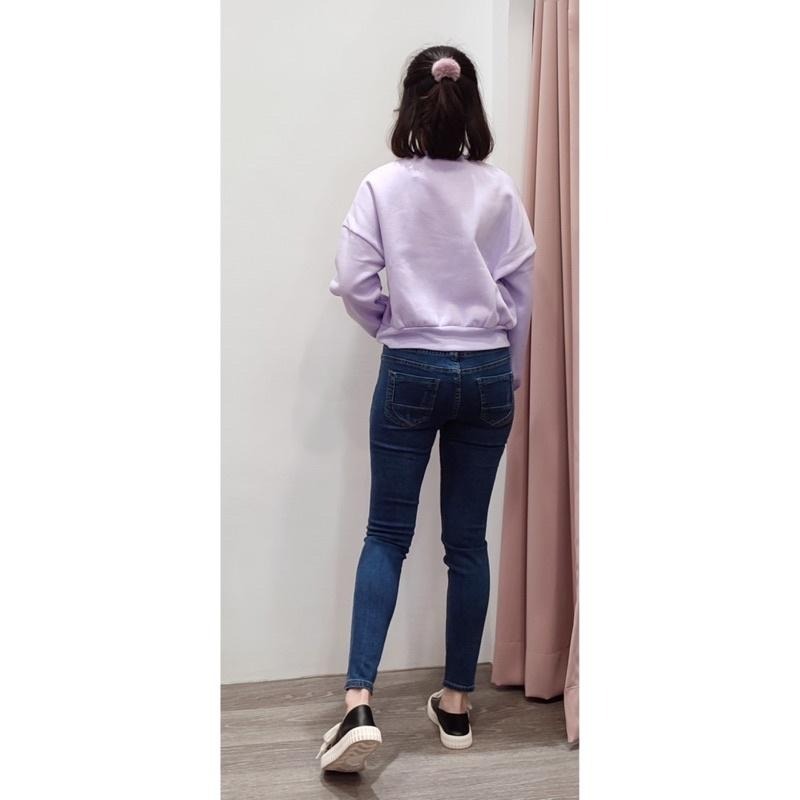 (D85)鬆緊腰圍微刷破牛仔窄管褲S-2L【現貨2L】-細節圖3