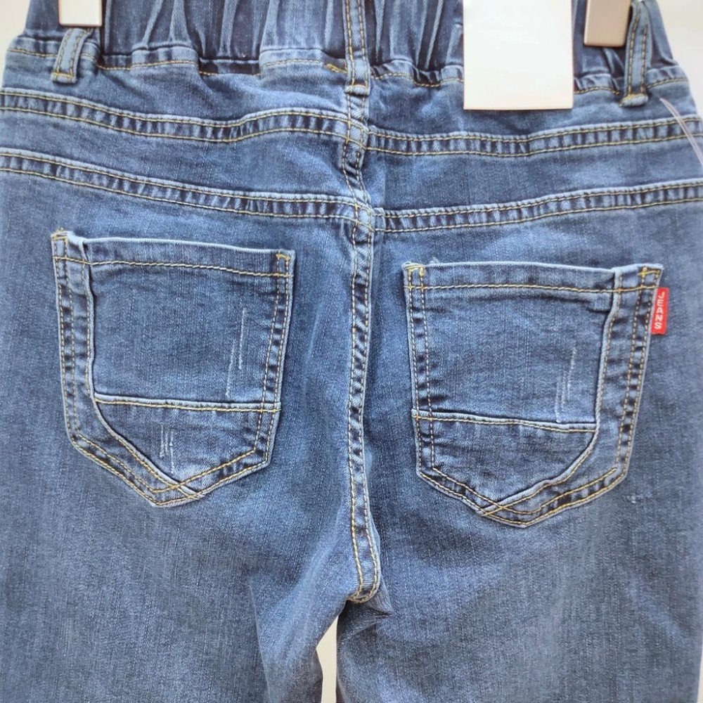 (D85)鬆緊腰圍微刷破牛仔窄管褲S-2L【現貨2L】-細節圖8