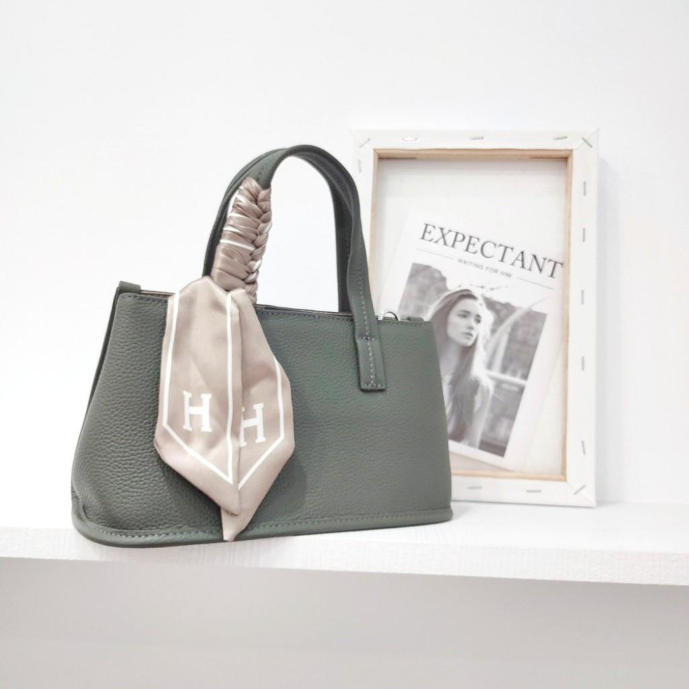 (P1)質感絲巾真皮側背包-3色-細節圖2