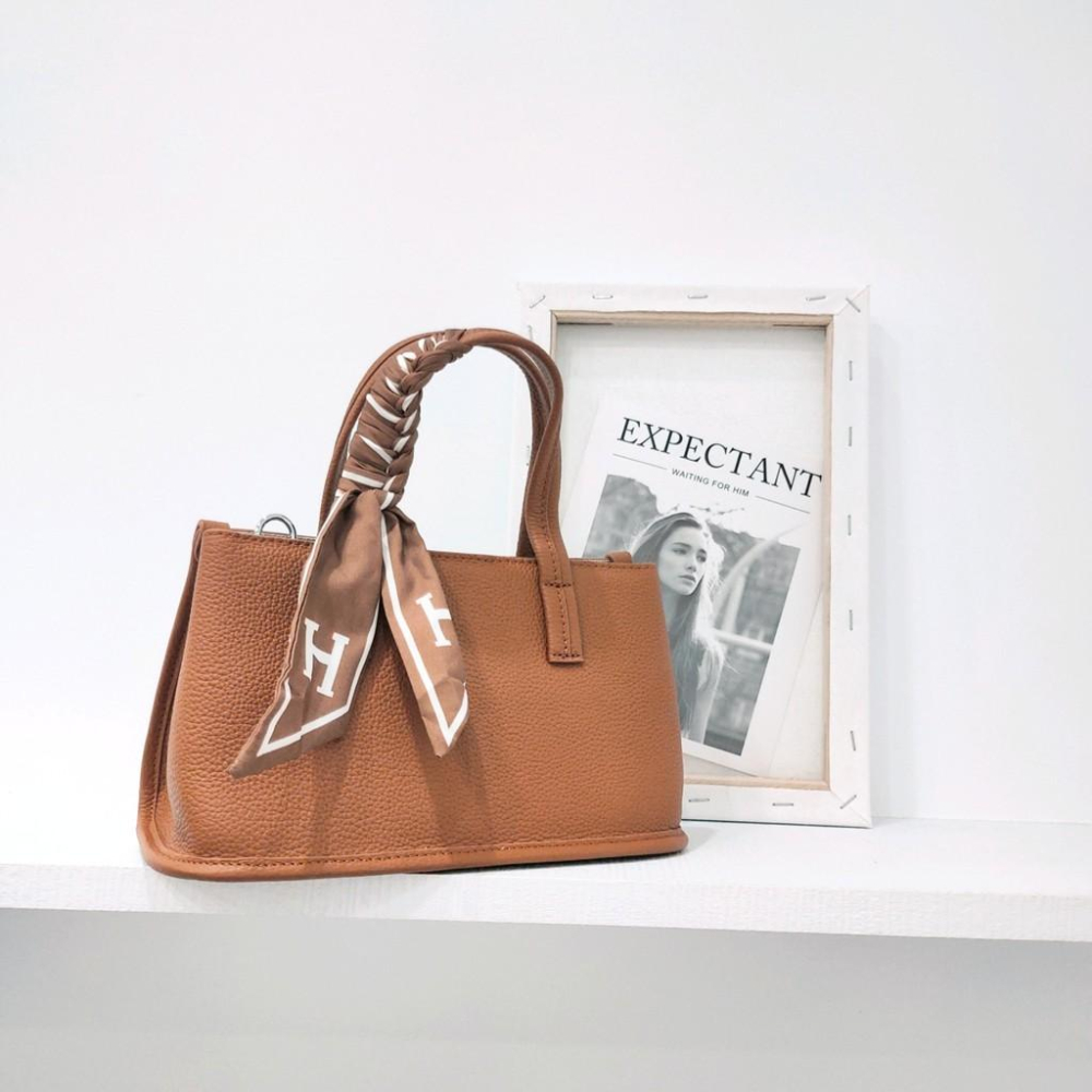 (P1)質感絲巾真皮側背包-3色-細節圖3