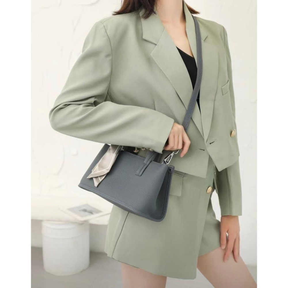 (P1)質感絲巾真皮側背包-3色-細節圖7