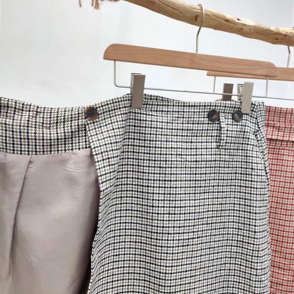 (KRB14)韓-復古千鳥格毛呢一片裙-2色📍折扣出清售完不補/不退換📍-細節圖6